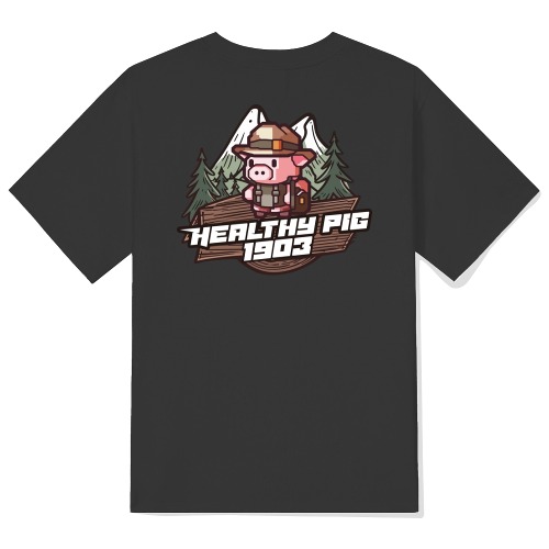 크루링크 건강한 돼지 등산크루 기능성 티셔츠